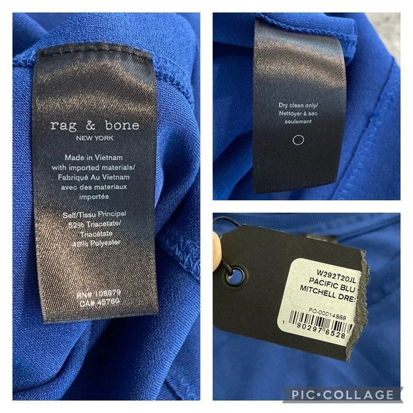 NWT rag & bone Mitchell dress in pacific blue size large - Picture 6 of 8